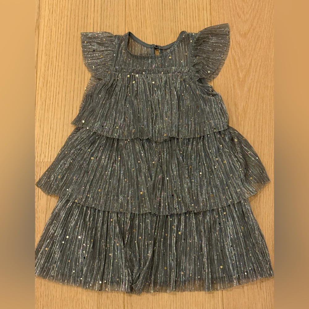 Zunie Glittering Silver Tiered Dress